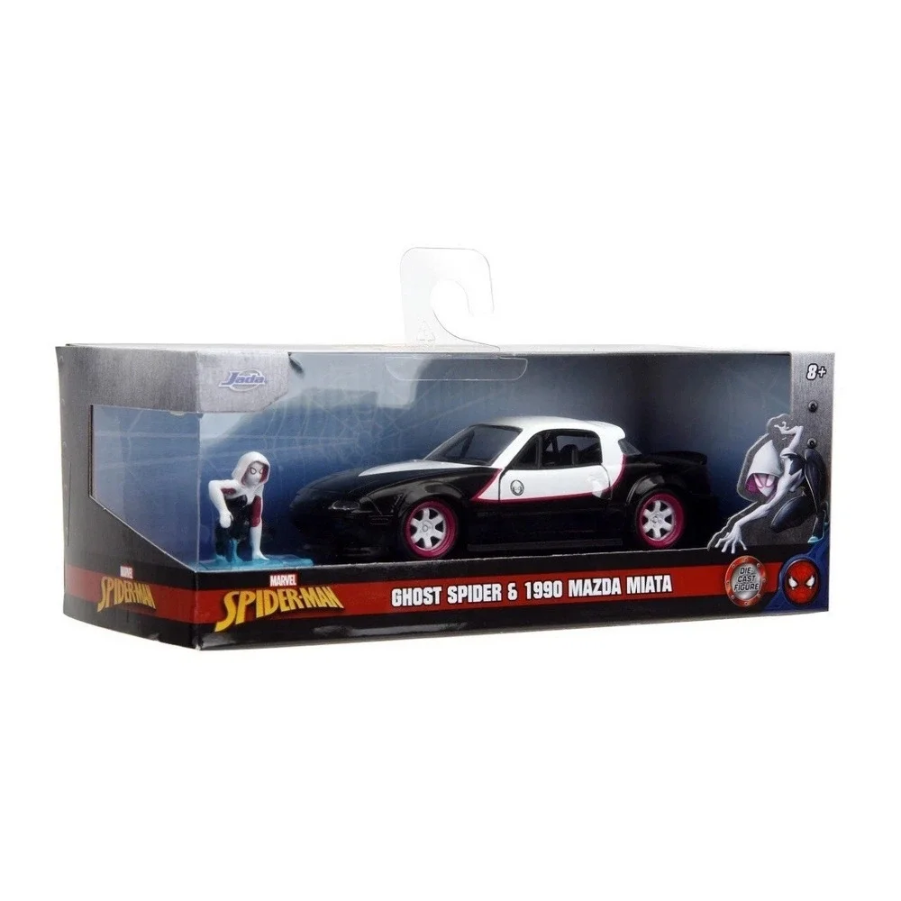 Jada 1:32 Hollywood Rides Spider Man Ghost Spider & 1990 Mazda Miata 33662 New